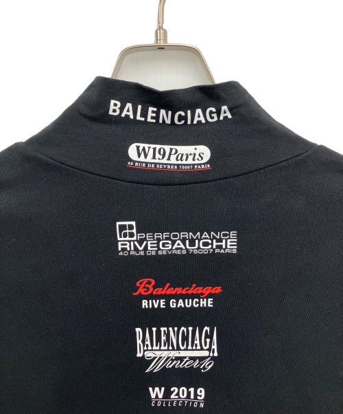 BALENCIAGA（バレンシアガ）BALENCIAGA (バレンシアガ)  Multi Logo Turtle Neck Long Sleeve Tee(マルチロゴタートルネックロングスリーブTシャツ) ブラック サイズ:Lの古着・服飾アイテム