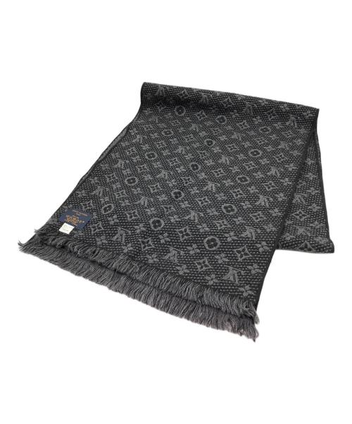 LOUIS VUITTON（ルイ ヴィトン）LOUIS VUITTON (ルイ ヴィトン) マフラー エシャルプ モノグラム・クラシック グレー×ブラックの古着・服飾アイテム