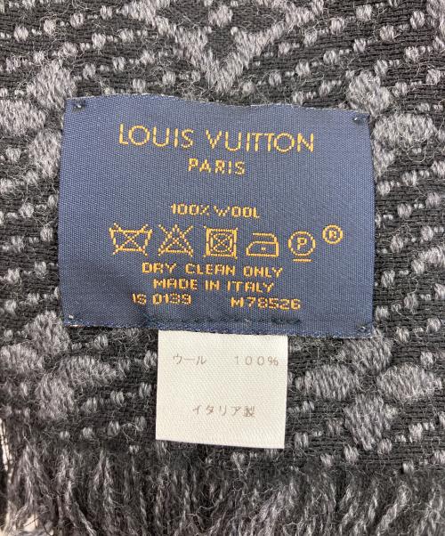 LOUIS VUITTON（ルイ ヴィトン）LOUIS VUITTON (ルイ ヴィトン) マフラー エシャルプ モノグラム・クラシック グレー×ブラックの古着・服飾アイテム