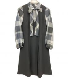 BLUE LABEL CRESTBRIDGE（ブルーレーベルクレストブリッジ）の古着「ドッキングジャンパースカートドレス」｜ブラック×グレー