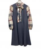 BLUE LABEL CRESTBRIDGEブルーレーベルクレストブリッジ）の古着「ドッキングジャンパースカートドレス」｜ネイビー×レッド