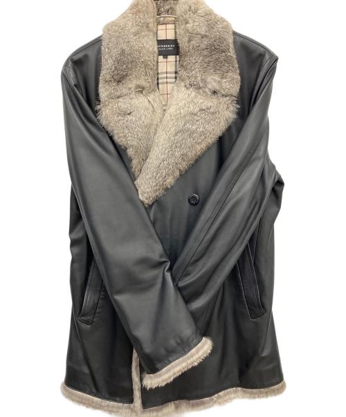 BURBERRY BLACK LABEL（バーバリーブラックレーベル）BURBERRY BLACK LABEL (バーバリーブラックレーベル) レザーコート ブラック サイズ:Lの古着・服飾アイテム