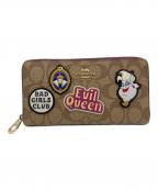 COACH×DISNEYコーチ×ディズニー）の古着「ロング ジップ アラウンド ウォレット」｜ブラウン×パープル