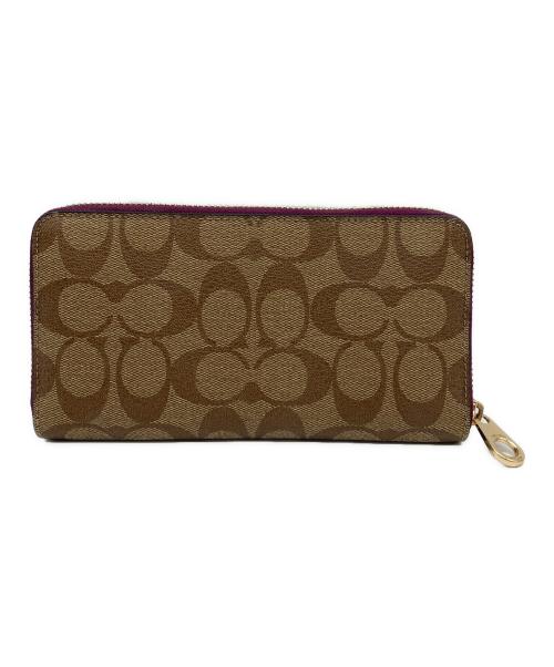 COACH（コーチ）COACH (コーチ) DISNEY (ディズニー) ロング ジップ アラウンド ウォレット ブラウン×パープルの古着・服飾アイテム