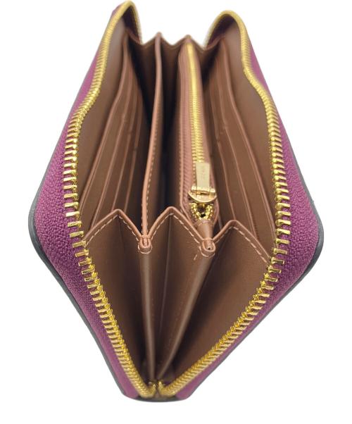 COACH（コーチ）COACH (コーチ) DISNEY (ディズニー) ロング ジップ アラウンド ウォレット ブラウン×パープルの古着・服飾アイテム