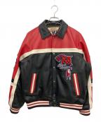 AVIREXアヴィレックス）の古着「レザージャケット」｜ブラック×レッド