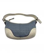 COACHコーチ）の古着「シグネチャー　ワンショルダーバッグ 」｜ホワイト×ブルー