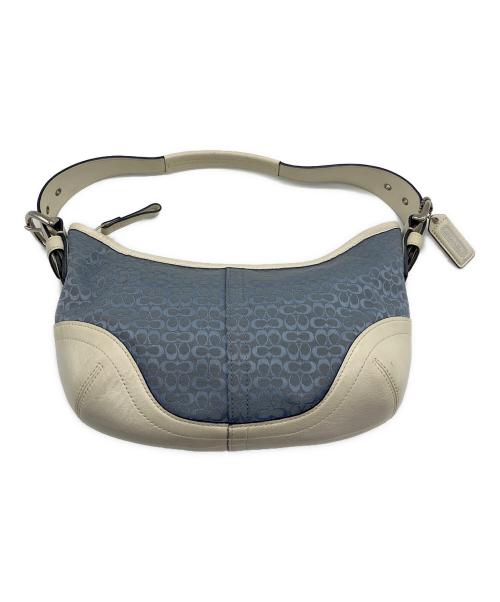 COACH（コーチ）COACH (コーチ) シグネチャー　ワンショルダーバッグ  ホワイト×ブルーの古着・服飾アイテム