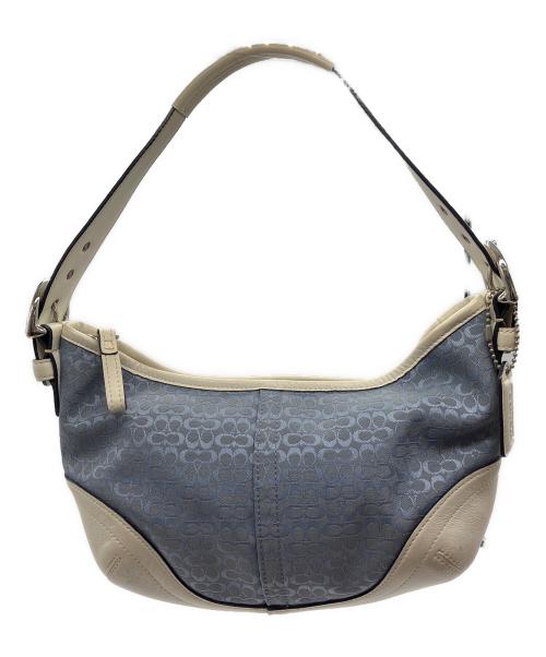 COACH（コーチ）COACH (コーチ) シグネチャー　ワンショルダーバッグ  ホワイト×ブルーの古着・服飾アイテム