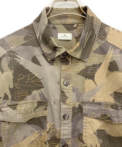 ETRO（エトロ）ETRO (エトロ) ペガソプリント迷彩柄シャツ レッド サイズ:Lの古着・服飾アイテム