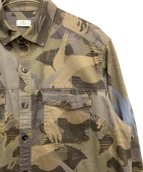 ETRO（エトロ）ETRO (エトロ) ペガソプリント迷彩柄シャツ レッド サイズ:Lの古着・服飾アイテム