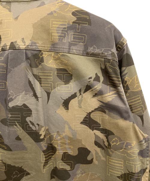ETRO（エトロ）ETRO (エトロ) ペガソプリント迷彩柄シャツ レッド サイズ:Lの古着・服飾アイテム