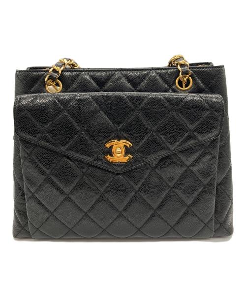 CHANEL（シャネル）CHANEL (シャネル) チェーンストラップトートバッグ マトラッセ キャビアスキン ブラックの古着・服飾アイテム