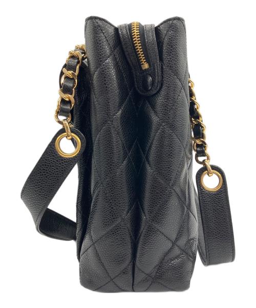 CHANEL（シャネル）CHANEL (シャネル) チェーンストラップトートバッグ マトラッセ キャビアスキン ブラックの古着・服飾アイテム