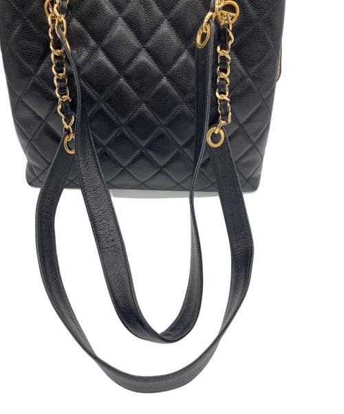 CHANEL（シャネル）CHANEL (シャネル) チェーンストラップトートバッグ マトラッセ キャビアスキン ブラックの古着・服飾アイテム