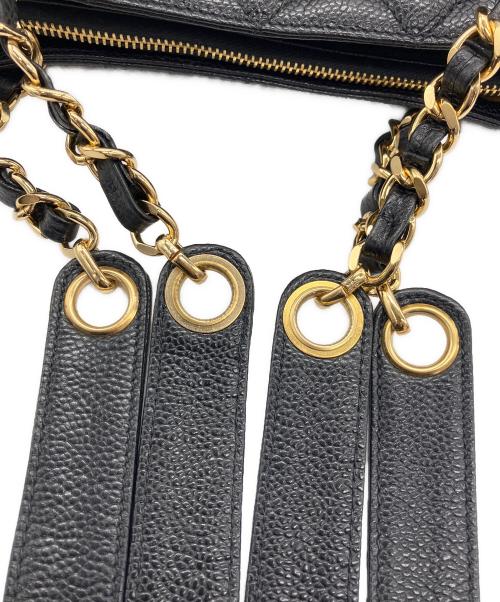 CHANEL（シャネル）CHANEL (シャネル) チェーンストラップトートバッグ マトラッセ キャビアスキン ブラックの古着・服飾アイテム