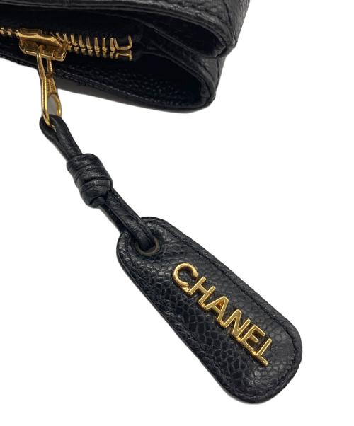 CHANEL（シャネル）CHANEL (シャネル) チェーンストラップトートバッグ マトラッセ キャビアスキン ブラックの古着・服飾アイテム