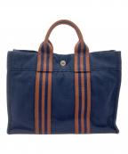 HERMESエルメス）の古着「ハンドバッグ フールトゥ」｜ネイビー×ブラウン