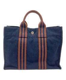 HERMES（エルメス）の古着「ハンドバッグ フールトゥ」｜ネイビー×ブラウン