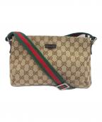 GUCCIグッチ）の古着「ショルダーバッグ GGキャンバス」｜ブラウン×ベージュ