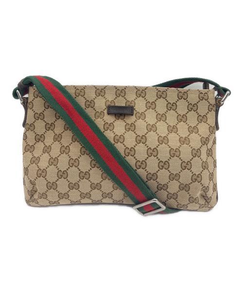 GUCCI（グッチ）GUCCI (グッチ) ショルダーバッグ GGキャンバス ブラウン×ベージュの古着・服飾アイテム