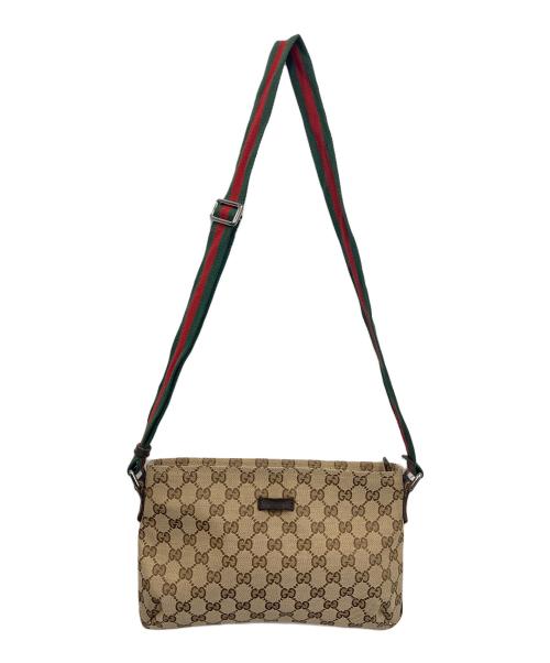GUCCI（グッチ）GUCCI (グッチ) ショルダーバッグ GGキャンバス ブラウン×ベージュの古着・服飾アイテム