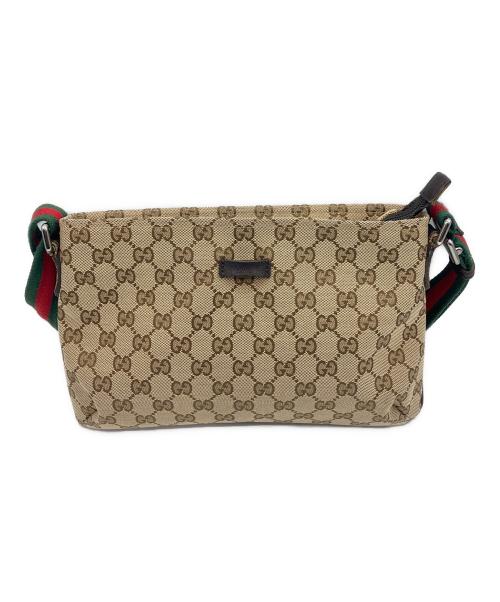 GUCCI（グッチ）GUCCI (グッチ) ショルダーバッグ GGキャンバス ブラウン×ベージュの古着・服飾アイテム
