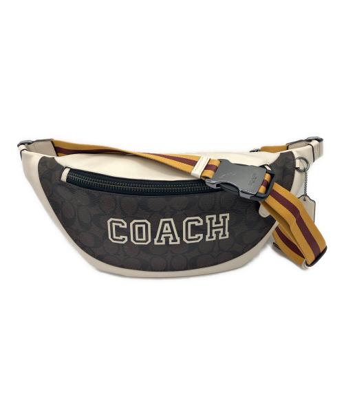 COACH（コーチ）COACH (コーチ) ワーレンベルトバッグ シグネチャーキャンバス ウィズヴァーシティモチーフ ブラウン×ベージュの古着・服飾アイテム