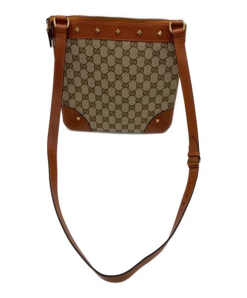 GUCCI（グッチ）GUCCI (グッチ) スタッズショルダーバッグ GG ベージュ×ブラウンの古着・服飾アイテム