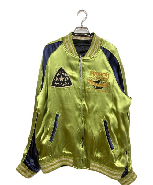 VANSON（バンソン）VANSON (バンソン) スーベニアジャケット フライングスター ブラック×グリーン サイズ:Lの古着・服飾アイテム