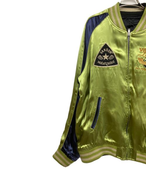 VANSON（バンソン）VANSON (バンソン) スーベニアジャケット フライングスター ブラック×グリーン サイズ:Lの古着・服飾アイテム