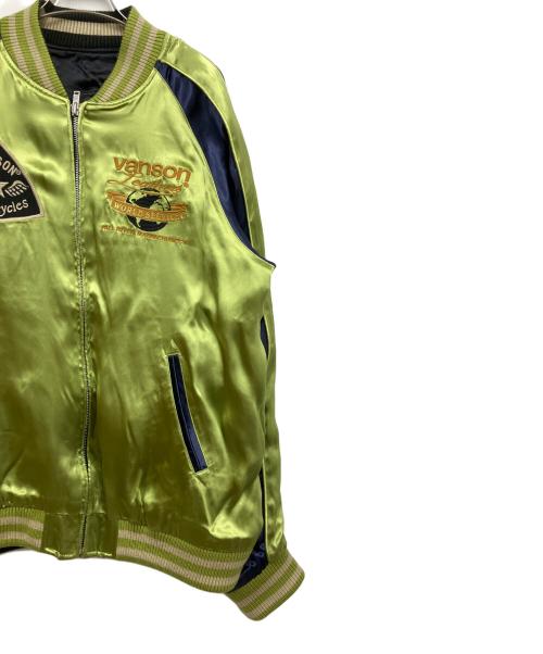 VANSON（バンソン）VANSON (バンソン) スーベニアジャケット フライングスター ブラック×グリーン サイズ:Lの古着・服飾アイテム