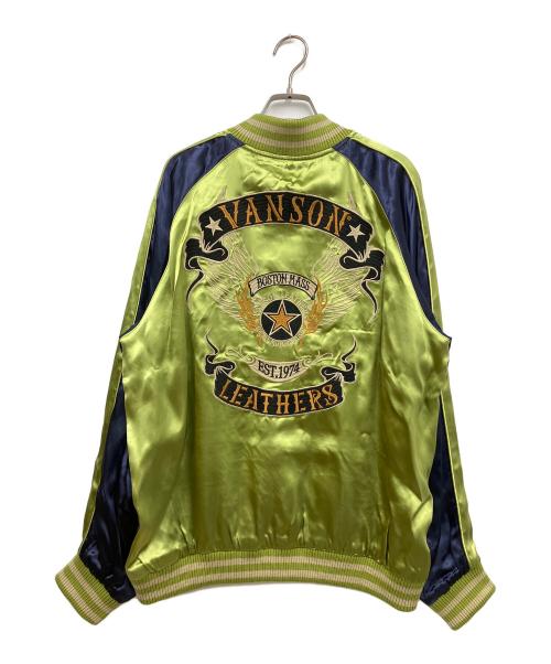 VANSON（バンソン）VANSON (バンソン) スーベニアジャケット フライングスター ブラック×グリーン サイズ:Lの古着・服飾アイテム