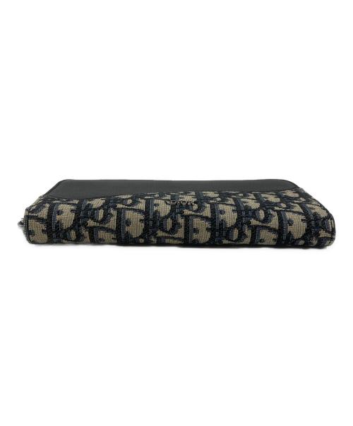 Dior（ディオール）Dior (ディオール) サドルロングジップウォレット グレインドカーフスキン マーケトリー & ディオール オブリーク ジャカード ブラック×ベージュの古着・服飾アイテム