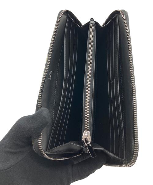 Dior（ディオール）Dior (ディオール) サドルロングジップウォレット グレインドカーフスキン マーケトリー & ディオール オブリーク ジャカード ブラック×ベージュの古着・服飾アイテム