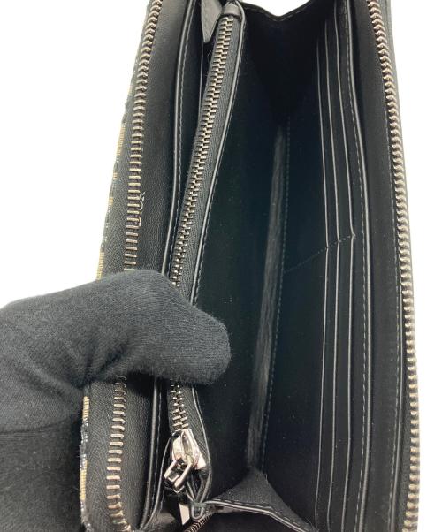 Dior（ディオール）Dior (ディオール) サドルロングジップウォレット グレインドカーフスキン マーケトリー & ディオール オブリーク ジャカード ブラック×ベージュの古着・服飾アイテム