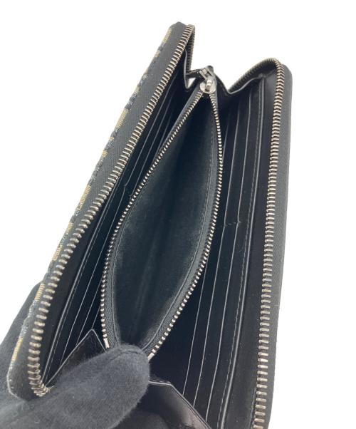 Dior（ディオール）Dior (ディオール) サドルロングジップウォレット グレインドカーフスキン マーケトリー & ディオール オブリーク ジャカード ブラック×ベージュの古着・服飾アイテム