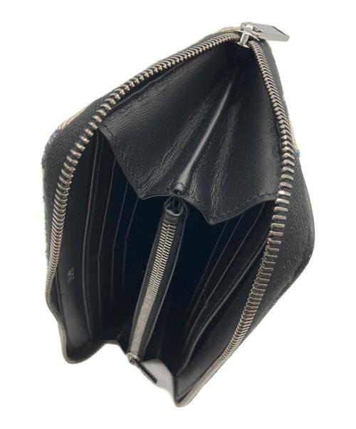 Dior（ディオール）Dior (ディオール) サドルロングジップウォレット グレインドカーフスキン マーケトリー & ディオール オブリーク ジャカード ブラック×ベージュの古着・服飾アイテム