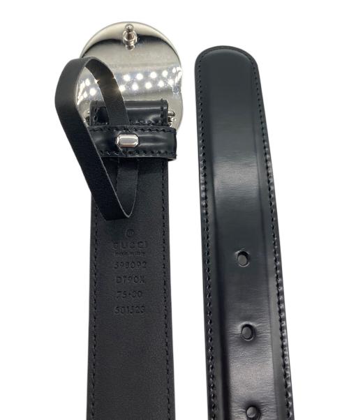GUCCI（グッチ）GUCCI (グッチ) インターロッキングGレザーベルト ブラックの古着・服飾アイテム