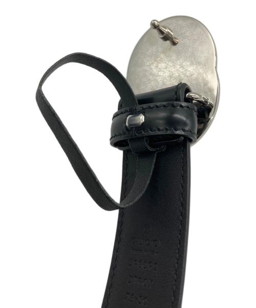 GUCCI（グッチ）GUCCI (グッチ) インターロッキングGレザーベルト ブラックの古着・服飾アイテム