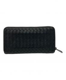 BOTTEGA VENETA（ボッテガベネタ）の古着「ラウンドファスナー財布 イントレチャート」｜ブラック
