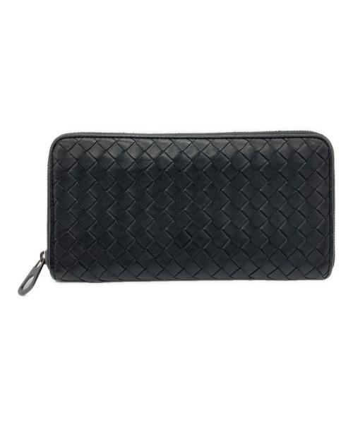 BOTTEGA VENETA（ボッテガベネタ）BOTTEGA VENETA (ボッテガベネタ) ラウンドファスナー財布 イントレチャート ブラックの古着・服飾アイテム