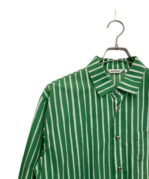 marimekko（マリメッコ）marimekko (マリメッコ) 長袖シャツ グリーン×ホワイト サイズ:Sの古着・服飾アイテム
