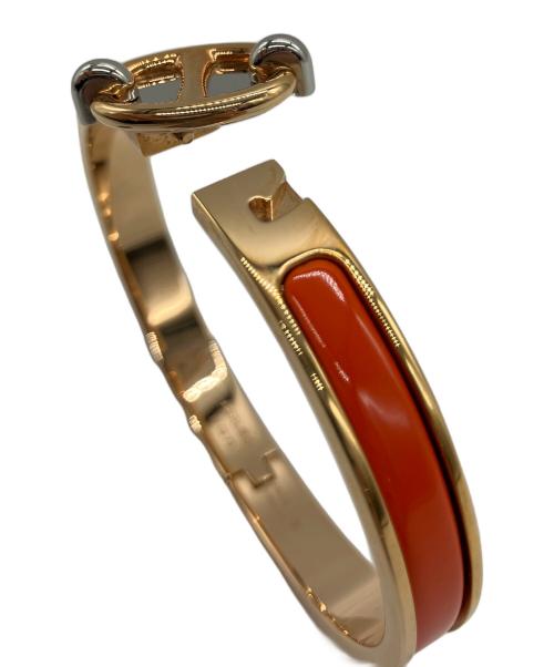 HERMES（エルメス）HERMES (エルメス) バングル　ミニクリックシェーヌダンクル オレンジ×ゴールドの古着・服飾アイテム