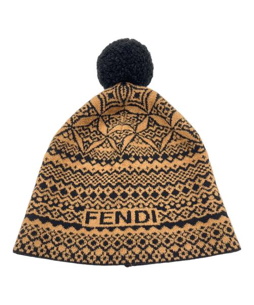 FENDI（フェンディ）FENDI (フェンディ) ニットキャップ ブラウン×ブラックの古着・服飾アイテム