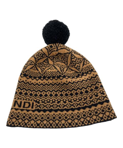 FENDI（フェンディ）FENDI (フェンディ) ニットキャップ ブラウン×ブラックの古着・服飾アイテム