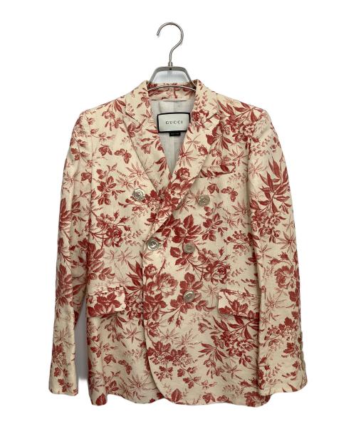 GUCCI（グッチ）GUCCI (グッチ) テーラードジャケット アイボリー×レッド サイズ:36の古着・服飾アイテム