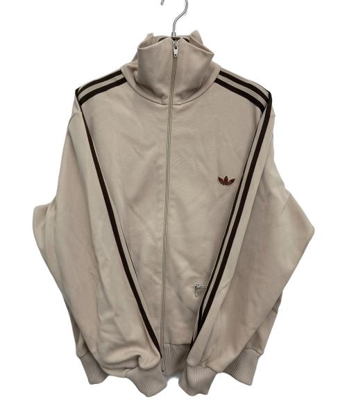 adidas（アディダス）adidas (アディダス) 	80s トレフォイルロゴ後期 デサント ベージュ×ブラウン サイズ:Mの古着・服飾アイテム