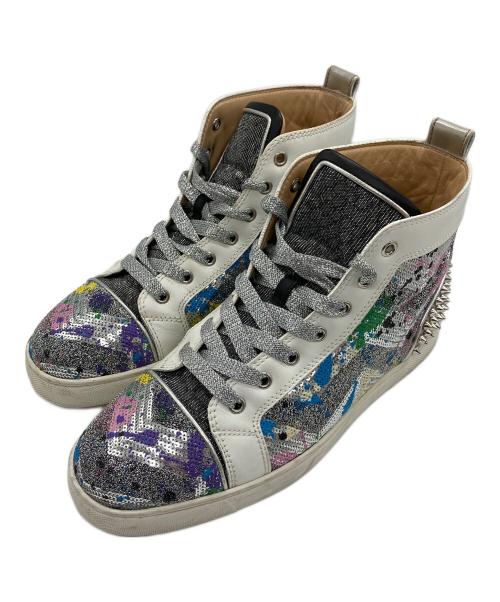 Christian Louboutin（クリスチャン・ルブタン）Christian Louboutin (クリスチャン・ルブタン) ハイカットスニーカー ホワイト×シルバー サイズ:42の古着・服飾アイテム