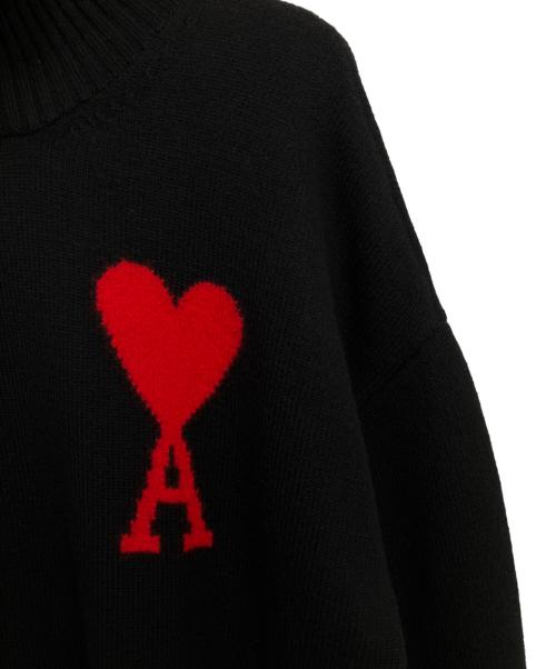 AMI Alexandre Mattiussi（アミアレクサンドルマテュッシ）AMI Alexandre Mattiussi (アミアレクサンドルマテュッシ) タートルネックニット ブラック×レッド サイズ:Mの古着・服飾アイテム